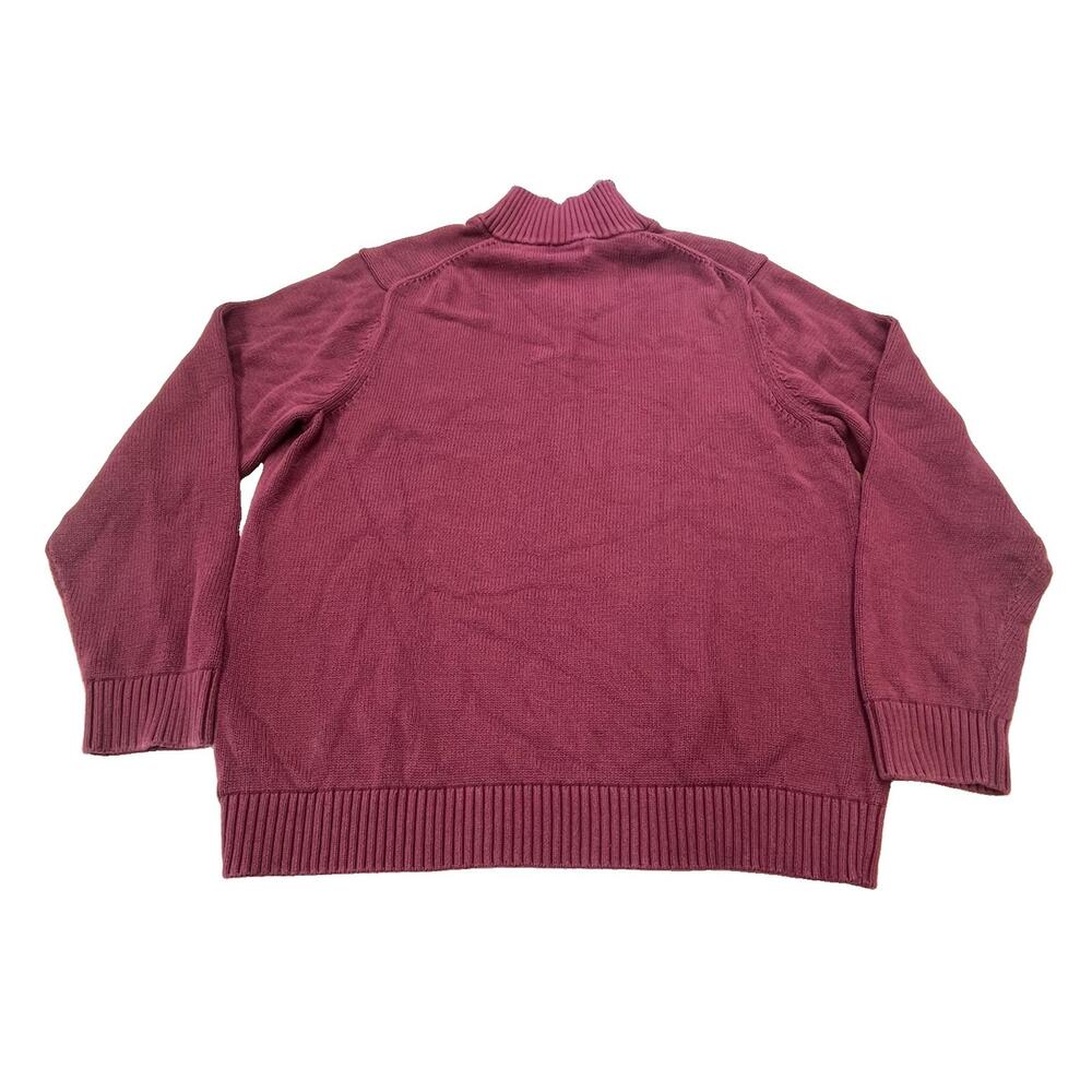 LL Bean Mens Quarter Zip Knit Sweater Size Large Burgundy Thick Outdoor Golf - Picture 5 of 8